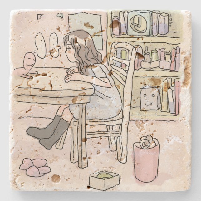 さいくさじ　机に向かう STEINUNTERSETZER (Vorderseite)