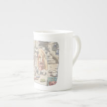 さなささじ  部屋の階段わきで屈んでたくさん落ちているゴミを拾う女性のイラスト