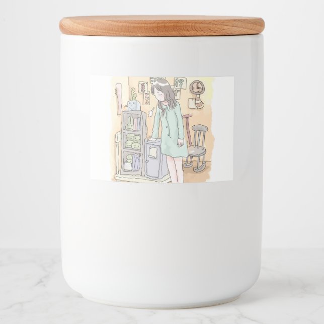 さにしむじ  お部屋で手をついてため息をつく女性のイラスト LEBENSMITTELETIKETT (Vorderseite)