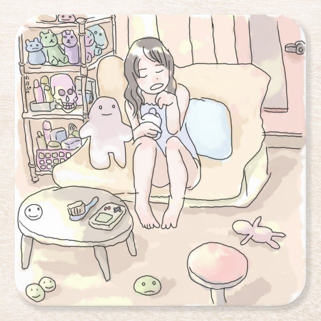 さにれやじ　素足 RECHTECKIGER PAPPUNTERSETZER (Vorderseite)