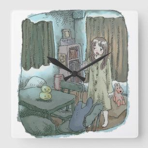 さ や く れ じ QUADRATISCHE WANDUHR