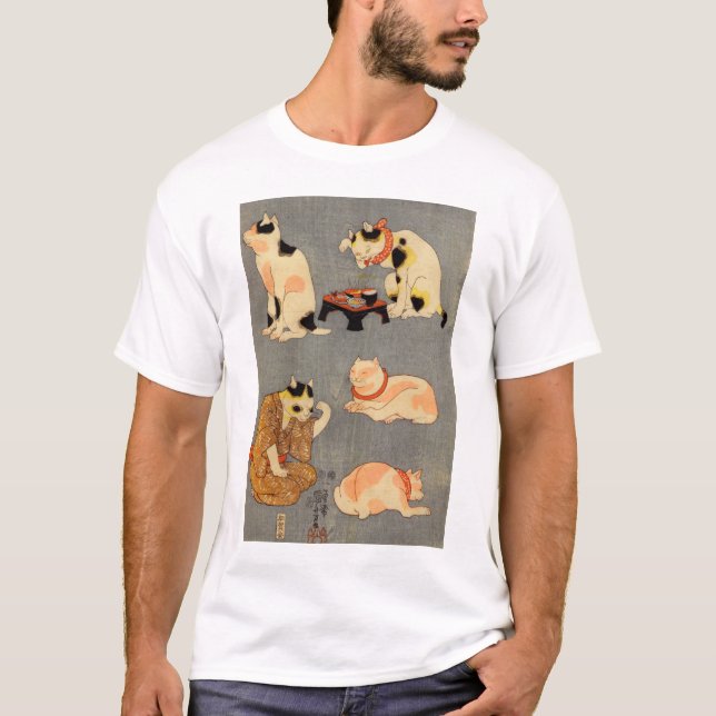 たとえ尽の内 （中）, 国芳 japanische Katzen (2), Kuniyoshi, T-Shirt (Vorderseite)