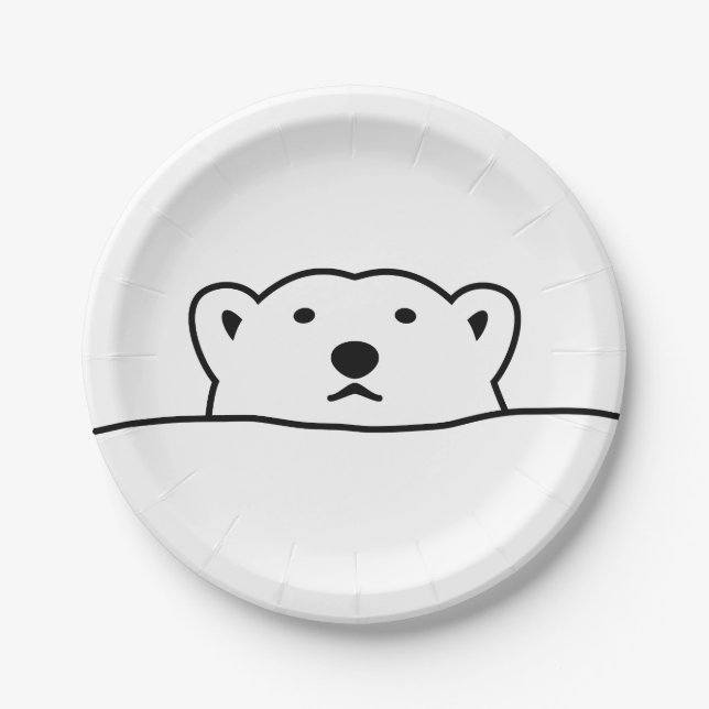 【のぞくホッキョクグマ】 Looking polar bear Pappteller (Vorderseite)
