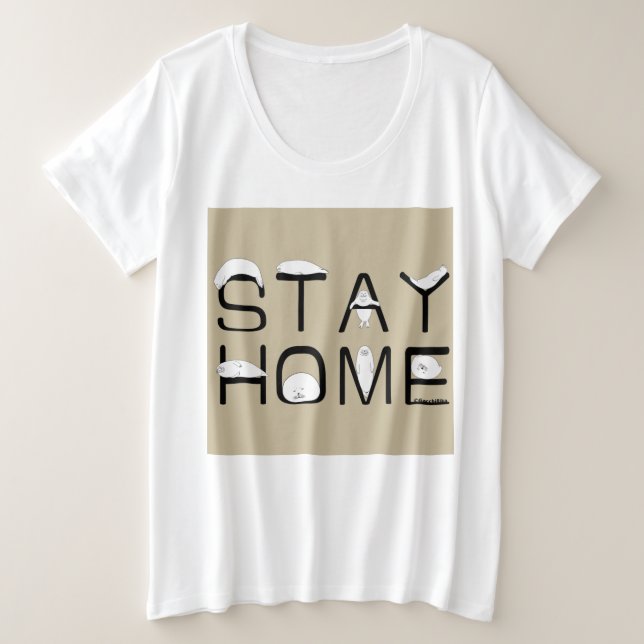 アザラシと一緒に家にいよう（STAY HOME WITH SEAL） GROßE GRÖßE T-Shirt (Design vorne)