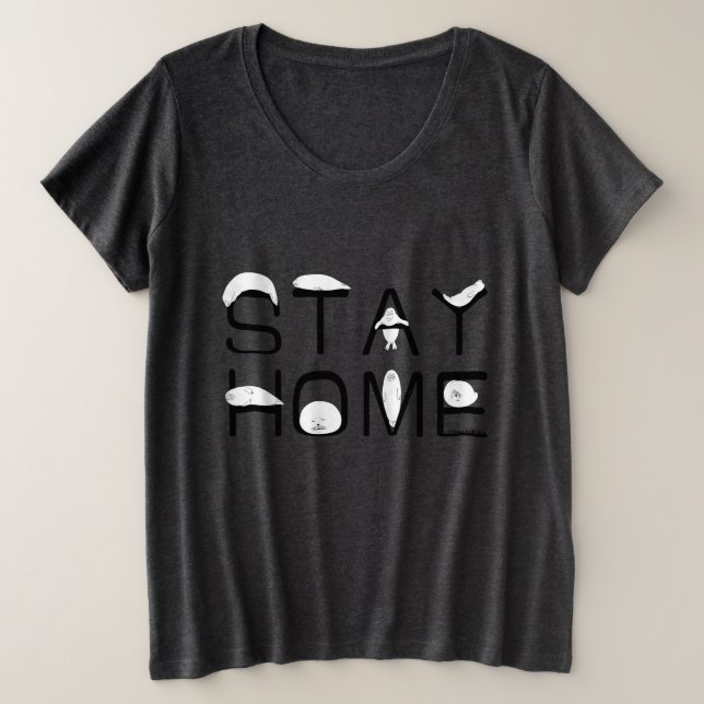 アザラシと一緒に家にいよう（STAY HOME WITH SEAL） GROßE GRÖßE T-Shirt (Design vorne)