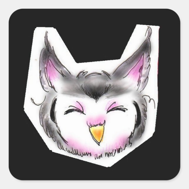 アフリカオオコノハズクちゃん QUADRATISCHER AUFKLEBER (Vorderseite)