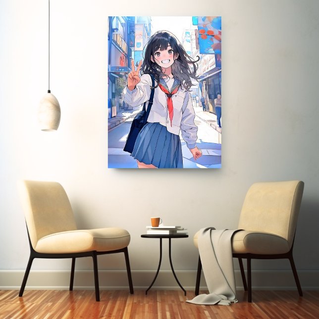 アートパネル Art Panel｜寄り道JK 寿司娘 GenerativeAI Leinwanddruck (Von Creator hochgeladen)