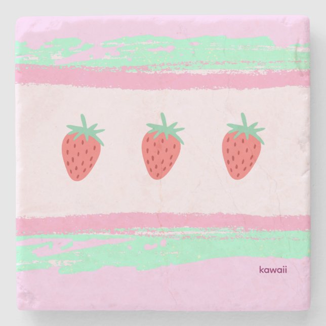 イチゴ柄がかわいい ピンク♡  STEINUNTERSETZER (Vorderseite)