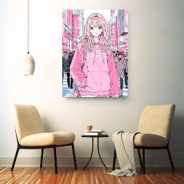 オシャレなPinkアートパネル|寿司娘 GenerativeAI Leinwanddruck
