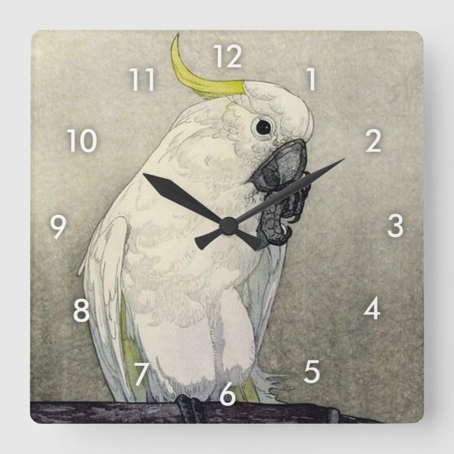 キバタン・オウム, Sulphur-crested cockatoo, Yoshida Quadratische Wanduhr (Vorderseite)