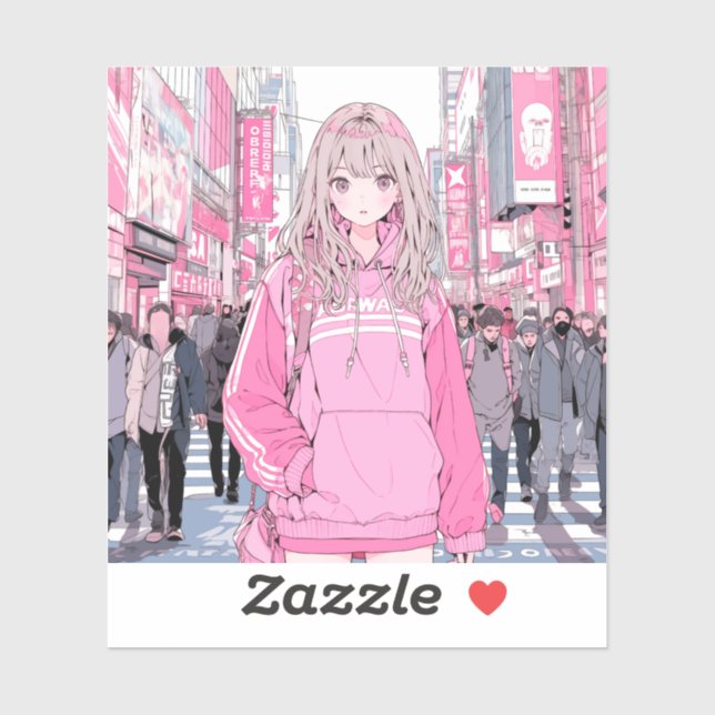 シール Seal｜Pretty Pink 寿司娘 GenerativeAI Aufkleber (Blatt)