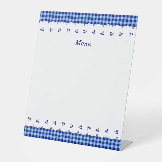 タイトル　カスタマイズ　チェリー　チェック　ブルー     SOCKELSCHILD (Vorderseite)