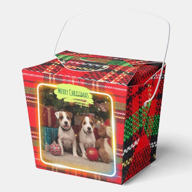 チェック柄がかわいいジャックラッセルテリアの子犬たちとクリスマス♡  GESCHENKSCHACHTEL (Vorderseite)