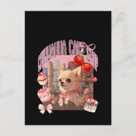 チワワのケーキ屋さん、スイーツ、子犬、リボン、cherry,girly好きのための postkarte