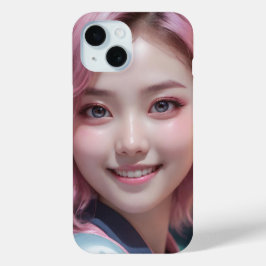 パステル・サイバー：ピンクヘアの幻想的なデジタル肖像 Case-Mate iPhone HÜLLE
