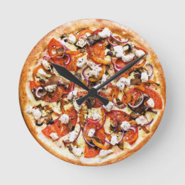 ピザ 壁掛け時計 pizza Wall clock Runde Wanduhr
