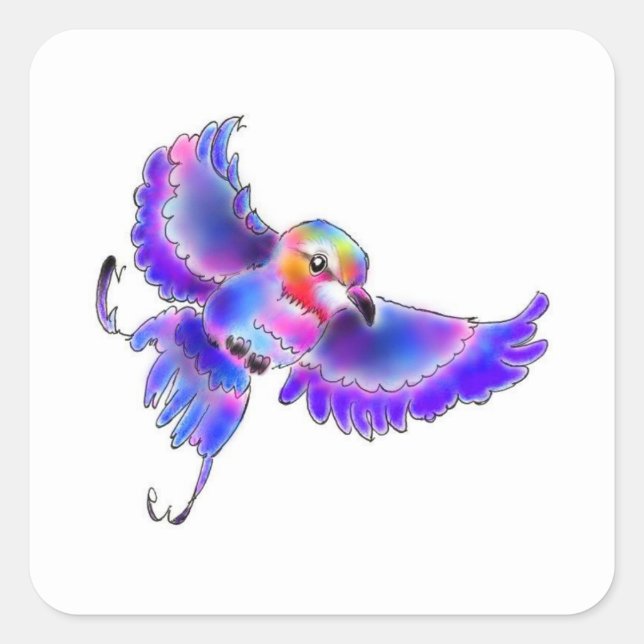 ライラックニシブッポウソウちゃん QUADRATISCHER AUFKLEBER (Vorderseite)