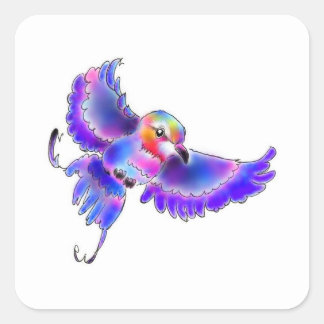 ライラックニシブッポウソウちゃん QUADRATISCHER AUFKLEBER