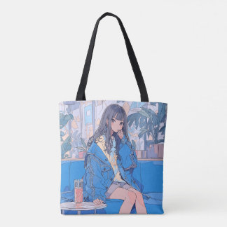 リバーシブル・トートバッグcafe|寿司娘 GenerativeAI Tasche