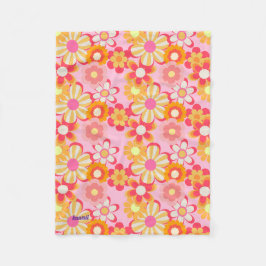 レトロかわいいお花デザイン♡ピンク FLEECEDECKE