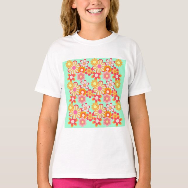 レトロかわいいお花デザイン♡ミントグリーン T-Shirt (Vorderseite)