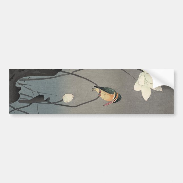ワ セ ミ, 古 邨 Kingfisher auf Lotus, Koson, Ukiyo. Autoaufkleber (Vorne)