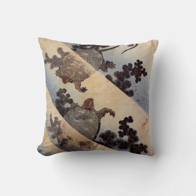亀, 北斎 Schildkröten, Hokusai, Ukiyo-e Kissen (Vorderseite)