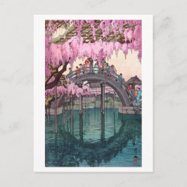 亀 戸 神, Kameido Bridge, Hiroshi Yoshida, Woodcut Postkarte