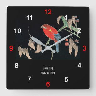 伊藤若冲『 櫟に鸚哥図 』 QUADRATISCHE WANDUHR
