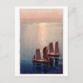 光 る 海, Glitternsee, Hiroshi Yoshida, Holzschnitt Postkarte