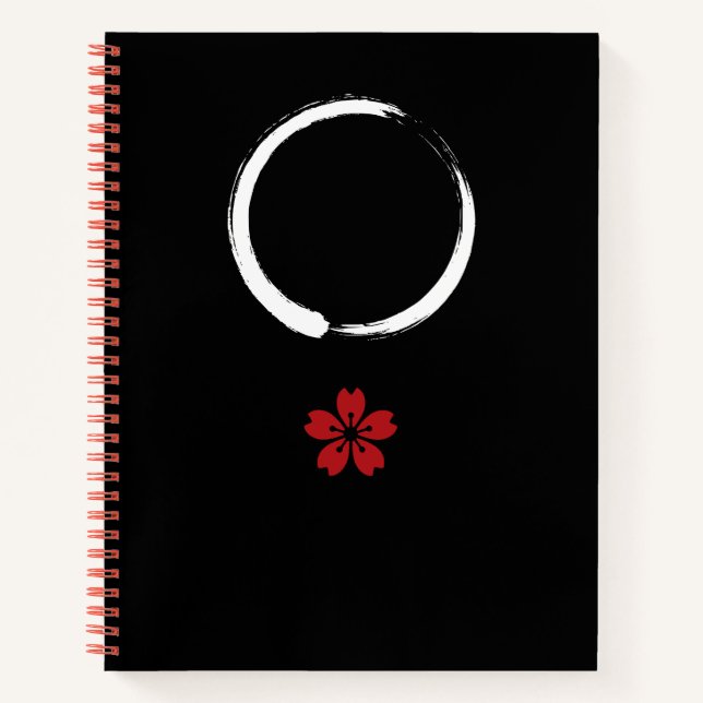 円相桜 Enso Sakura – Japan Zen Black Notebook Notizbuch (Vorderseite)