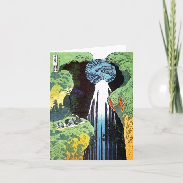 北斎 Hokusai Amida Wasserfall-schöne Kunst Karte (Vorderseite)