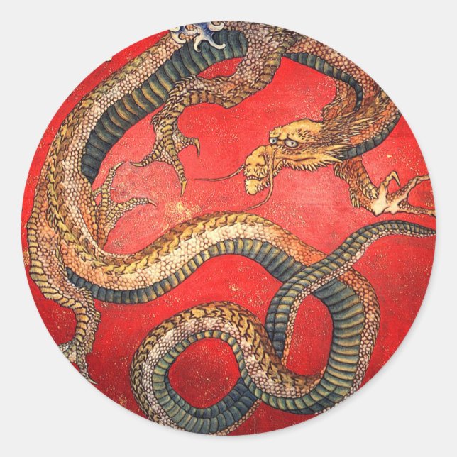北 斎 龍, 北 Hokusai Dragon, Hokusai, の Runder Aufkleber (Vorderseite)