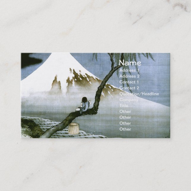 北 斎 Boy & Mt Fuji Fine Art Visitenkarte (Vorderseite)