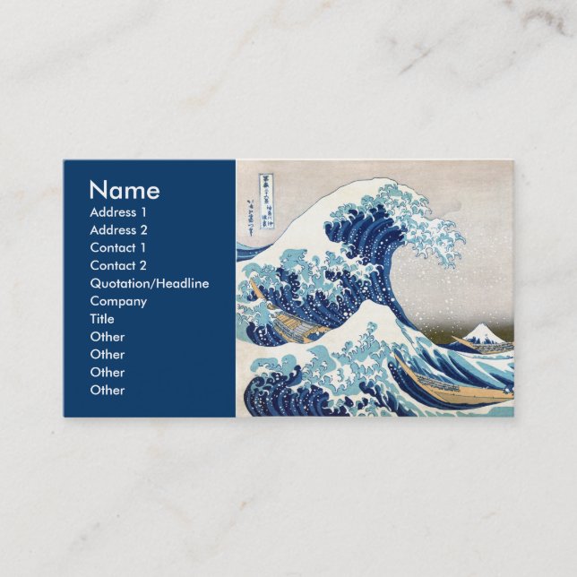 北 斎 Great Wave Off Kanagawa Hokusai Fine Art Visitenkarte (Vorderseite)