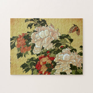 北 斎 Hokusai Peonies & Butterflies Kunstkunst
