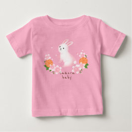 可愛い桜と白うさぎ ピンク 日本 和風 cherry blossoms baby t-shirt