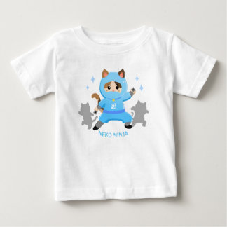 可愛い猫忍者 日本 ブルー ベビー Cat Ninja from Japan Blue Baby T-shirt
