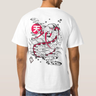 和柄 朱色の毘沙門天の使い 大ムカデ バックプリント T-Shirt
