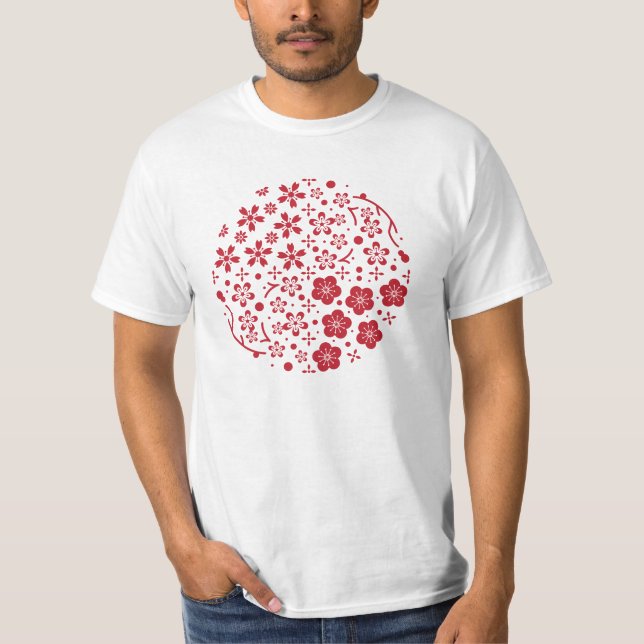 和柄Tシャツ-桜・梅・華丸 Tシャツ T-Shirt (Vorderseite)