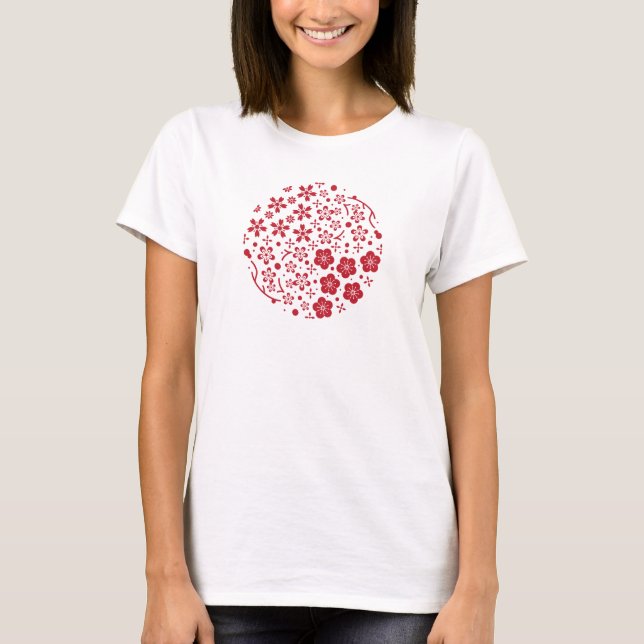 和柄Tシャツ-桜・梅・華丸 T-Shirt (Vorderseite)