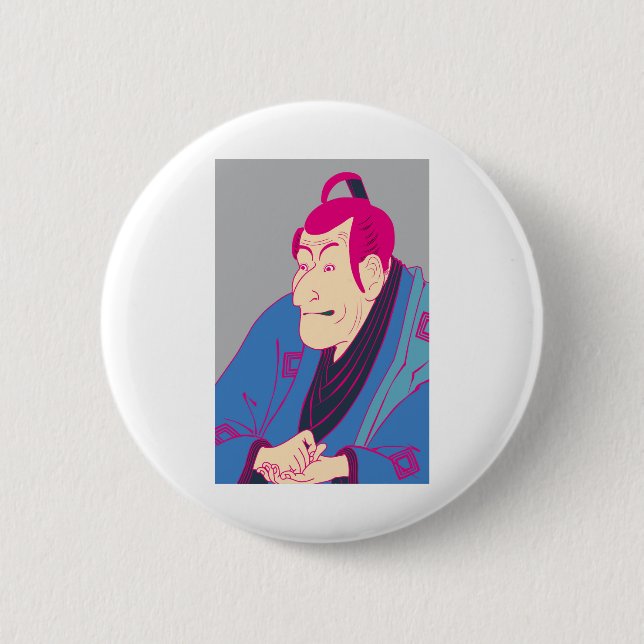 四世市川蝦蔵の竹村定之進　カラフル BUTTON (Vorderseite)