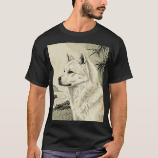 「墨犬_二」Japanese style ink painting T-shirt