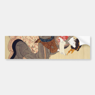 女, 国 貞 Frau, Kunisada, Ukiyo-e Autoaufkleber
