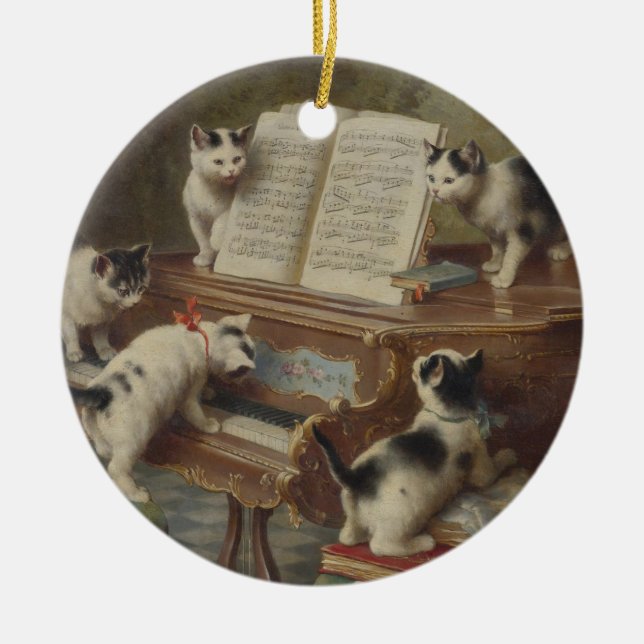 子猫とピアノ KERAMIKORNAMENT (Vorne)