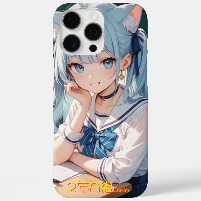 学校に通う猫耳娘 iPhone 16 PRO MAX HÜLLE (Rückseite)