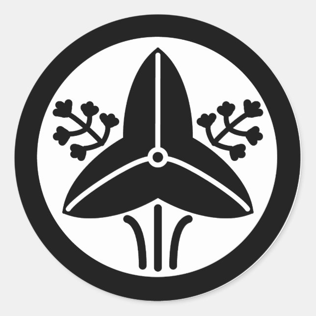 家紋「丸に立ち沢瀉」 RUNDER AUFKLEBER (Vorderseite)