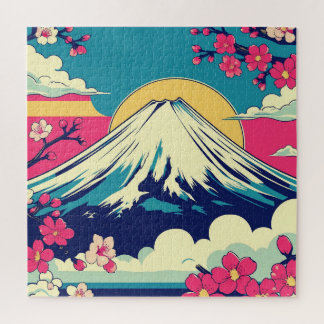 富士山と桜のポップアートパズル 和モダンな風景