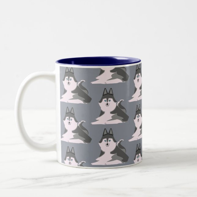 寝ているシベリアンハスキー　Sleeping siberian husky Zweifarbige Tasse (Links)