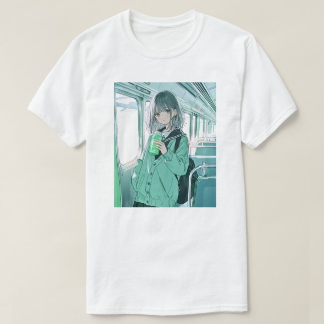 寿司娘JK・帰宅の楽しみメロンソーダT GenerativeAI T-Shirt (Design vorne)